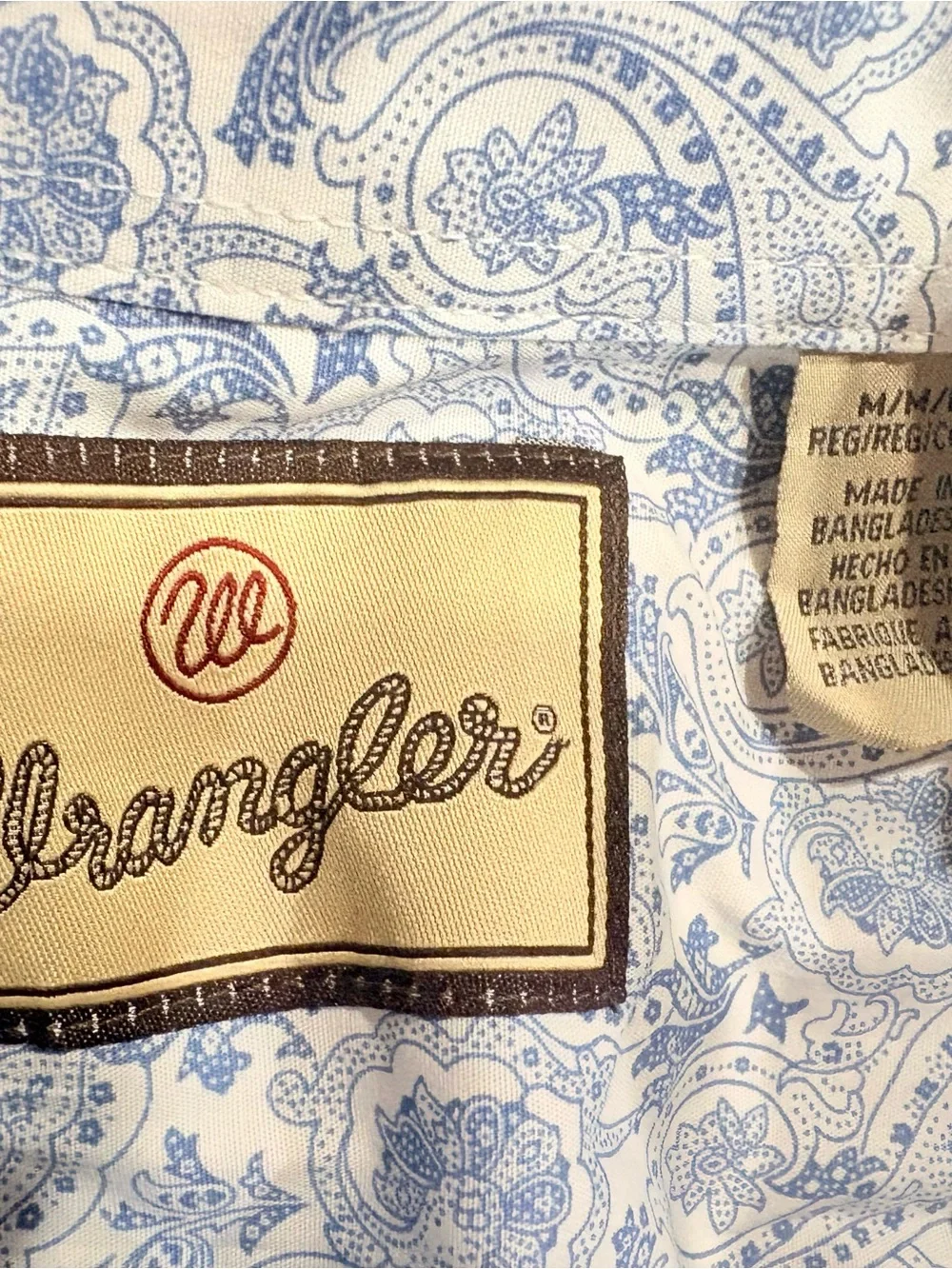 NWT Wrangler Girl’s Blue Paisley Button-Down Shirt